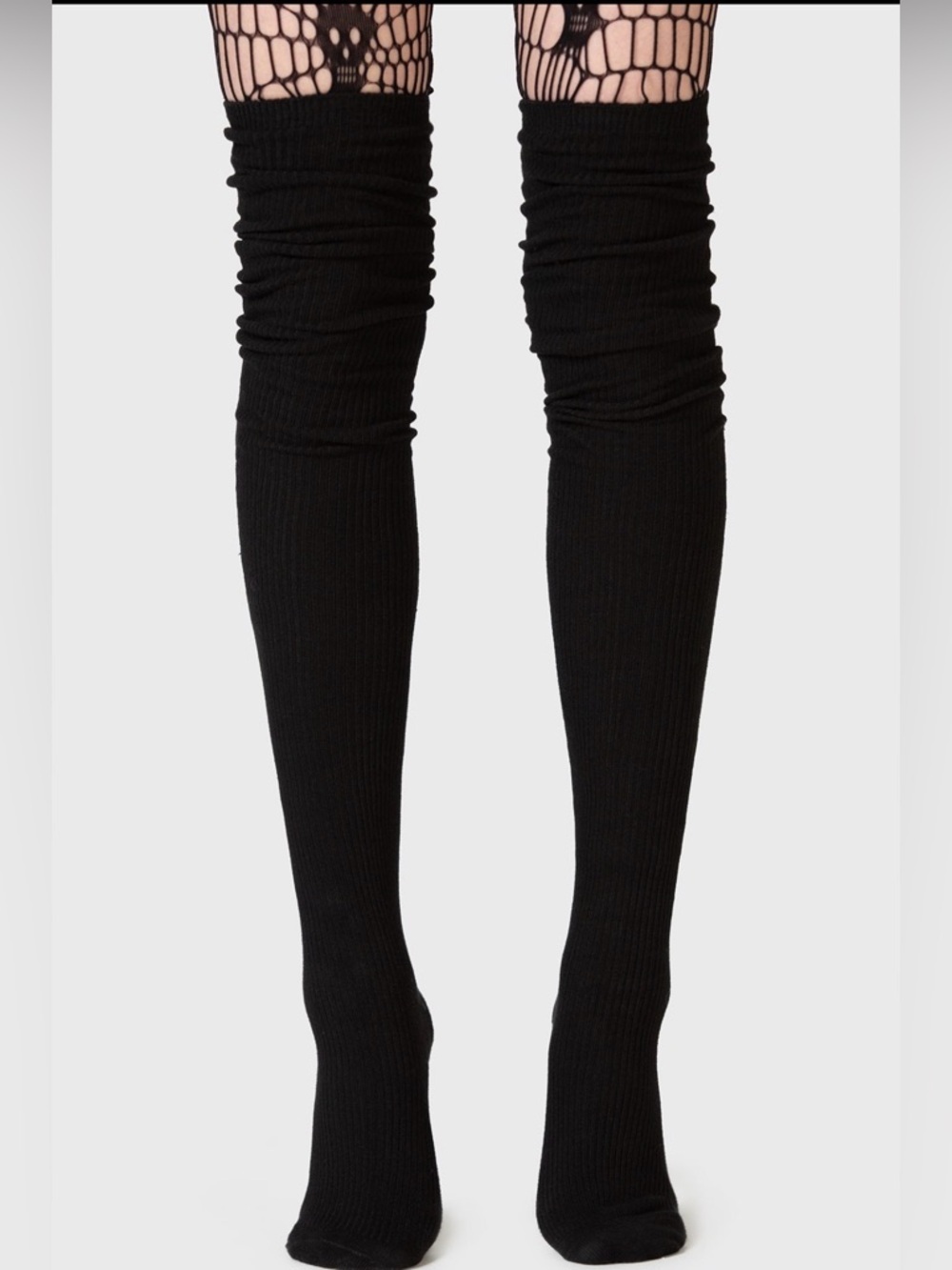 KIHILIST Black Over The Knee Socks One Size